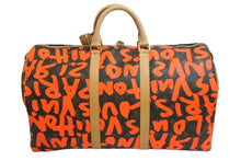 画像をギャラリービューアに読み込む, 新品同様 LOUIS VUITTON ルイ・ヴィトン モノグラム グラフィティ キーポル50 ボストン スプラウス オレンジ M93699 中古 56379
