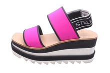 画像をギャラリービューアに読み込む, Stella McCartney ステラマッカートニー サンダル ボーダー厚底 800016 ヴィヴィッドピンク サイズ38 美品 中古 56387