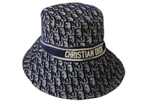 画像をギャラリービューアに読み込む, 新品同様 ChristianDior クリスチャンディオール ハット オブリーク サイズ58 ネイビー コットン レーヨン 05CDO924I134 中古 56402