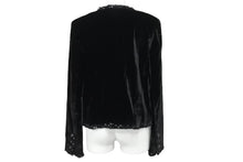 画像をギャラリービューアに読み込む, CHANEL シャネル ベロア ジャケット P46390V34297 ジャガード ブラック サイズ38 美品 中古 56406