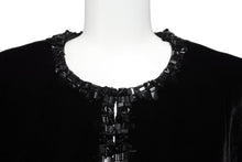 画像をギャラリービューアに読み込む, CHANEL シャネル ベロア ジャケット P46390V34297 ジャガード ブラック サイズ38 美品 中古 56406