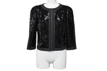 画像をギャラリービューアに読み込む, CHANEL シャネル ジャケット スパンコール P45044V26650 ブラック サイズ38 レディース 美品 中古 56410