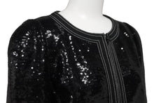 画像をギャラリービューアに読み込む, CHANEL シャネル ジャケット スパンコール P45044V26650 ブラック サイズ38 レディース 美品 中古 56410
