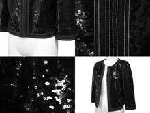 画像をギャラリービューアに読み込む, CHANEL シャネル ジャケット スパンコール P45044V26650 ブラック サイズ38 レディース 美品 中古 56410
