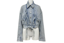 画像をギャラリービューアに読み込む, 新品同様 CHANEL シャネル デニムジャケット ココマークボタン フリル P73033V64637 インディゴ サイズ36 中古 56443