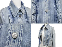 画像をギャラリービューアに読み込む, 新品同様 CHANEL シャネル デニムジャケット ココマークボタン フリル P73033V64637 インディゴ サイズ36 中古 56443