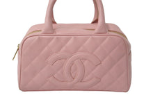 画像をギャラリービューアに読み込む, CHANEL シャネル ハンドバッグ ミニボストンバッグ キャビアスキン ピンク 8番台 A20996 ゴールド金具 美品 中古 56447