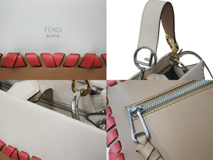 極美品 FENDI フェンディ ラナウェイ スモール 2way ショルダーバッグ ベージュ レッド キャメル ハンドバッグ 8BH344 中古 56452