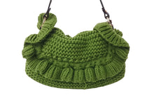 画像をギャラリービューアに読み込む, FENDI フェンディ ハンドバッグ ショルダーバッグ ニット グリーン ブラウン ゴールド金具 8BR445 良品 中古 56453