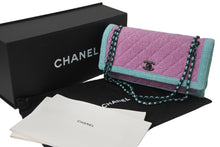 画像をギャラリービューアに読み込む, 極美品 CHANEL シャネル ショルダーバッグ バイカラー ピンク グリーン 21番台 ココマーク ツイード ブラック金具 中古 56469