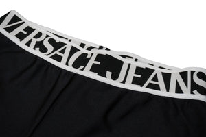 極美品 Versace Jeans ヴェルサーチ・ジーンズ ショートパンツ レギンス ブラック ロゴ 72HAC110 サイズ42 中古 56519