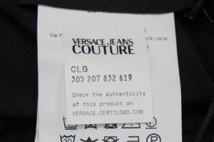 極美品 Versace Jeans ヴェルサーチ・ジーンズ ショートパンツ レギンス ブラック ロゴ 72HAC110 サイズ42 中古 56519
