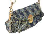 画像をギャラリービューアに読み込む, LOUIS VUITTON ルイヴィトン ショルダーバッグ M95333 ミニプリーティ レイエ モノグラムデニム ゴールド金具 良品 中古 56525