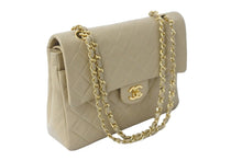 Load image into Gallery viewer, CHANEL シャネル Wフラップショルダーバッグ ラムスキン 0番台 中マトラッセ ゴールド金具 ベージュ 中古 56542