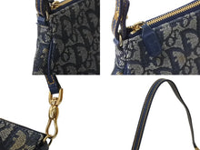画像をギャラリービューアに読み込む, Christian Dior クリスチャンディオール トロッターハンドバッグ ポーチ MC1021 ネイビー ベージュ ゴールド金具 良品 中古 56626