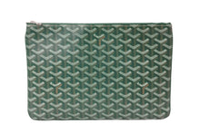 画像をギャラリービューアに読み込む, GOYARD ゴヤール ヘリンボーン柄 セナMM クラッチバッグ グリーン PVC 82273893 鞄 ロゴ シルバー金具 美品 中古 56687