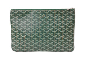 GOYARD ゴヤール ヘリンボーン柄 セナMM クラッチバッグ グリーン PVC