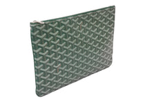 画像をギャラリービューアに読み込む, GOYARD ゴヤール ヘリンボーン柄 セナMM クラッチバッグ グリーン PVC 82273893 鞄 ロゴ シルバー金具 美品 中古 56687