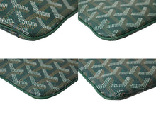 画像をギャラリービューアに読み込む, GOYARD ゴヤール ヘリンボーン柄 セナMM クラッチバッグ グリーン PVC 82273893 鞄 ロゴ シルバー金具 美品 中古 56687