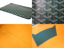 画像をギャラリービューアに読み込む, GOYARD ゴヤール ヘリンボーン柄 セナMM クラッチバッグ グリーン PVC 82273893 鞄 ロゴ シルバー金具 美品 中古 56687