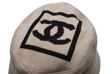 画像をギャラリービューアに読み込む, CHANEL シャネル ハット バケットハット 帽子 ココマーク スポーツライン ベージュ コットン サイズM 美品 中古 56694