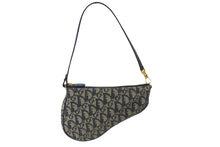 Load image into Gallery viewer, Christian Dior クリスチャンディオール トロッター サドル ポーチ ネイビー ロゴ ハンドバッグ 鞄 総柄 MC0071 美品 中古 56711