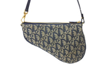 Load image into Gallery viewer, Christian Dior クリスチャンディオール トロッター サドル ポーチ ネイビー ロゴ ハンドバッグ 鞄 総柄 MC0071 美品 中古 56711