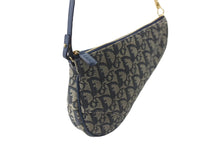 Load image into Gallery viewer, Christian Dior クリスチャンディオール トロッター サドル ポーチ ネイビー ロゴ ハンドバッグ 鞄 総柄 MC0071 美品 中古 56711
