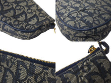 Load image into Gallery viewer, Christian Dior クリスチャンディオール トロッター サドル ポーチ ネイビー ロゴ ハンドバッグ 鞄 総柄 MC0071 美品 中古 56711
