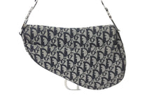 Load image into Gallery viewer, Christian Dior クリスチャンディオール ハンドバッグ トロッター サドルバッグ ネイビー 06-RU-1015 シルバー金具 美品 中古 56717
