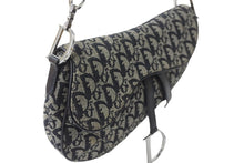 Load image into Gallery viewer, Christian Dior クリスチャンディオール ハンドバッグ トロッター サドルバッグ ネイビー 06-RU-1015 シルバー金具 美品 中古 56717