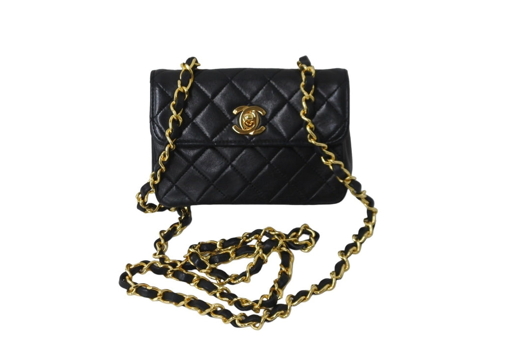 美品 CHANEL シャネル ミニ マトラッセ チェーンショルダー バッグ 