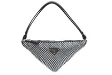 Load image into Gallery viewer, 新品同様 PRADA プラダ ワンショルダーバッグ クリスタルスタッズ サテン ポーチ クリスタル 1NQ044_2AWL_F0T7O 中古 56744