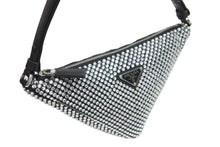 Load image into Gallery viewer, 新品同様 PRADA プラダ ワンショルダーバッグ クリスタルスタッズ サテン ポーチ クリスタル 1NQ044_2AWL_F0T7O 中古 56744