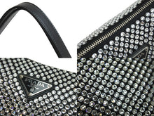 Load image into Gallery viewer, 新品同様 PRADA プラダ ワンショルダーバッグ クリスタルスタッズ サテン ポーチ クリスタル 1NQ044_2AWL_F0T7O 中古 56744