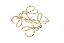 画像をギャラリービューアに読み込む, LOEWE ロエベ アナグラム ブローチ アクセサリー 111.25.020 ゴールド 美品 中古 56746