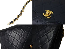 Load image into Gallery viewer, CHANEL シャネル ショルダーバッグ マトラッセ シングルフラップ 0番台 レザー ネイビー ゴールド金具 美品 中古 56758