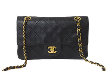 画像をギャラリービューアに読み込む, CHANEL シャネル チェーンショルダーバッグ マトラッセ 3番台 ラムスキン ブラック ゴールド金具 美品 中古 56759