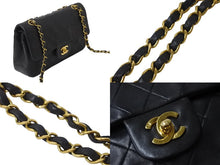 画像をギャラリービューアに読み込む, CHANEL シャネル チェーンショルダーバッグ マトラッセ 3番台 ラムスキン ブラック ゴールド金具 美品 中古 56759