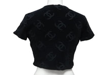 画像をギャラリービューアに読み込む, CHANEL シャネル 半袖Ｔシャツ ココマーク ベロア チビT ブラック ショート丈 サイズ40 96P 美品 中古 56763