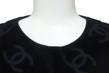 画像をギャラリービューアに読み込む, CHANEL シャネル 半袖Ｔシャツ ココマーク ベロア チビT ブラック ショート丈 サイズ40 96P 美品 中古 56763