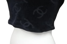 画像をギャラリービューアに読み込む, CHANEL シャネル 半袖Ｔシャツ ココマーク ベロア チビT ブラック ショート丈 サイズ40 96P 美品 中古 56763