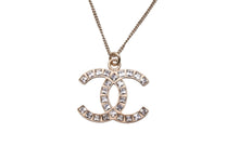 画像をギャラリービューアに読み込む, CHANEL シャネル ネックレス ココマーク B13P刻印 スクエア ラインストーン シャンパンゴールド 美品 中古 56765