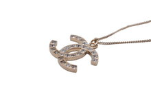 画像をギャラリービューアに読み込む, CHANEL シャネル ネックレス ココマーク B13P刻印 スクエア ラインストーン シャンパンゴールド 美品 中古 56765
