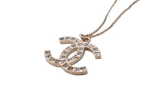 画像をギャラリービューアに読み込む, CHANEL シャネル ネックレス ココマーク B13P刻印 スクエア ラインストーン シャンパンゴールド 美品 中古 56765