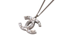 画像をギャラリービューアに読み込む, CHANEL シャネル ネックレス ココマーク 刻印不鮮明 シルバー ラインストーン ラメ リバーシブル 美品 中古 56768