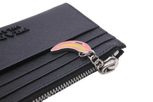Load image into Gallery viewer, PRADA プラダ コインケース カードケース 財布 バナナ サフィアーノ スマルト ブラック カーフレザー 中古 美品 56813