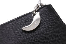 Load image into Gallery viewer, PRADA プラダ コインケース カードケース 財布 バナナ サフィアーノ スマルト ブラック カーフレザー 中古 美品 56813