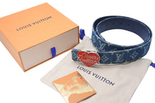画像をギャラリービューアに読み込む, LOUIS VUITTON ルイヴィトン ベルト M0465 NIGO リバーシブル ハート LV MADE デニム インディゴ サイズ85/34 美品 中古 56828