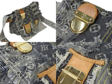 画像をギャラリービューアに読み込む, LouisVuitton ルイヴィトン パッチワーク ポスティ メッセンジャーバッグ モノグラムデニム グレー M95374 美品 中古 56831